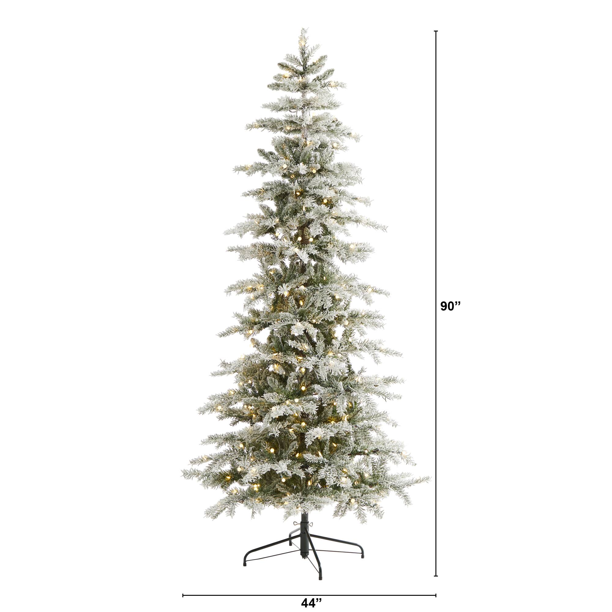 7.5ft. Pre-Lit Slim Flocked Nova Scotia Spruce Artificial Christmas Tree with Warm White LED Lights